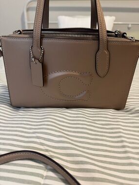 Coach Taupe Leather Satchel with Top Handles